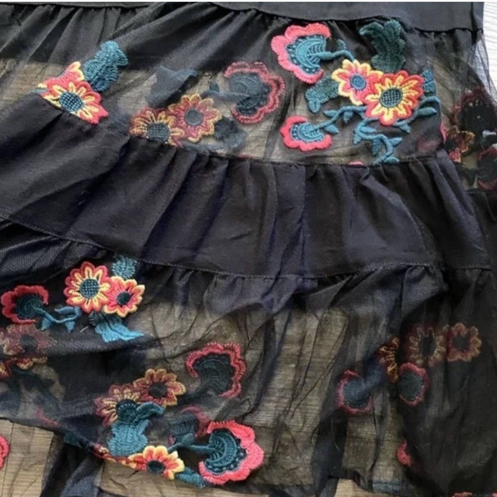 LOWEST PRICE NWOT For Love Lemons Small Black Embroidered Floral Boho Midi Dress - Picture 8 of 14